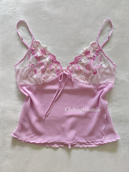 Lila Embroidery Chiffon Cami Size M