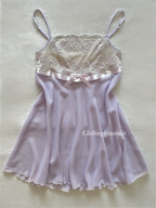Sheer Purple Chiffon Lace Babydoll Size S