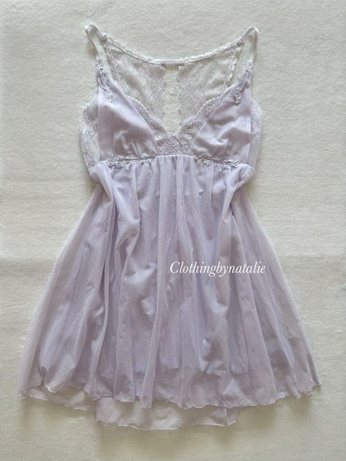 Purple Stretchy Mesh Babydoll Size M