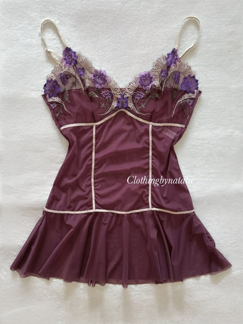 Dark Purple Mesh Slip Dress Size S