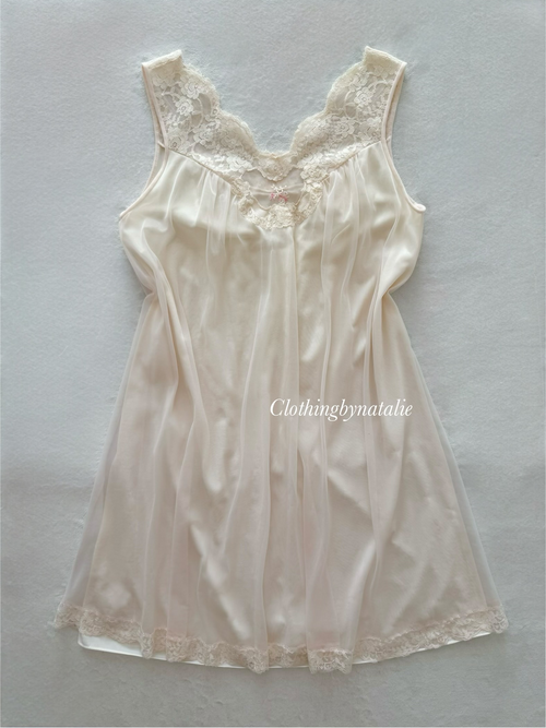 Vintage Pink Nylon Nightgown size S