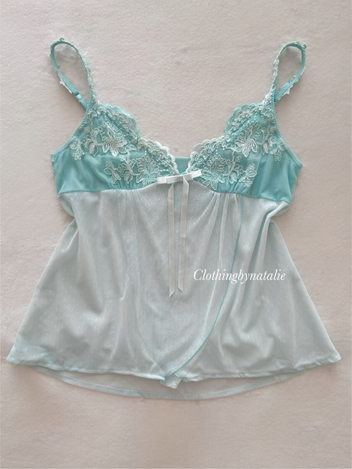 Glitter Teal Mesh Cami size M/small L