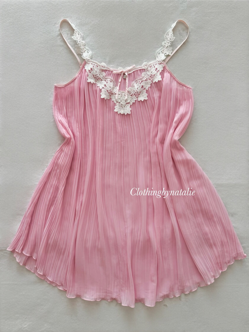 Romantic Pleated Pink Slip Size S/M