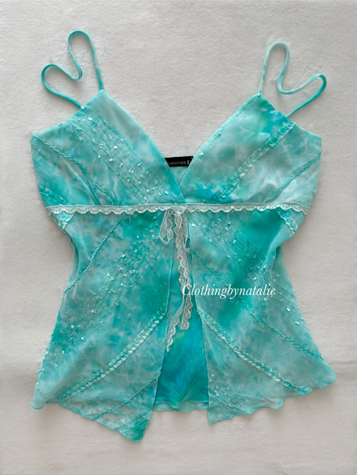 Y2K Fairy Green Chiffon Cami size S/M