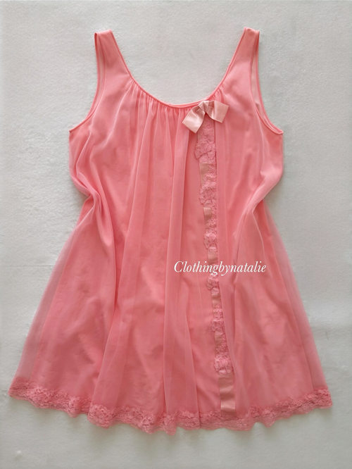 Shadowline Pink Nylon Nightgown size M/small L