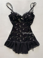Black Floral Mesh Babydoll size M/cup C
