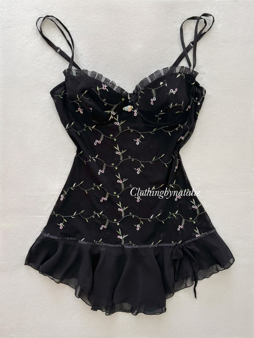 Black Floral Mesh Babydoll size M/cup C
