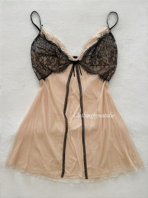 Black Orange Glitter Mesh Babydoll size S/small M