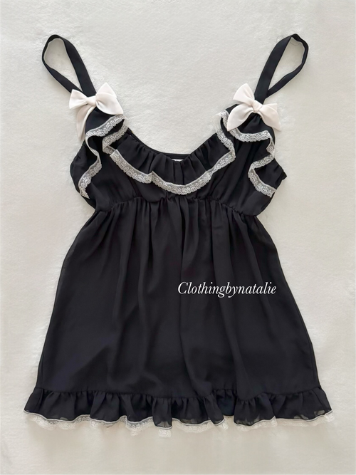 Flora Black Chiffon Babydoll size M