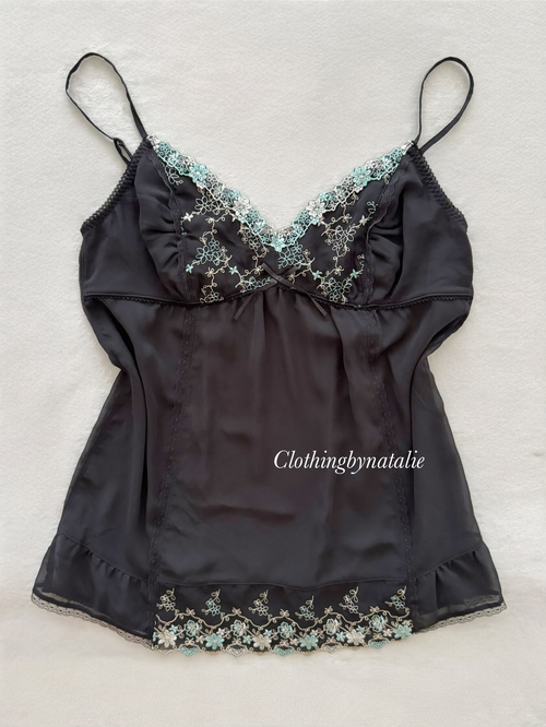 Black Blue Chiffon Cami size S/small M