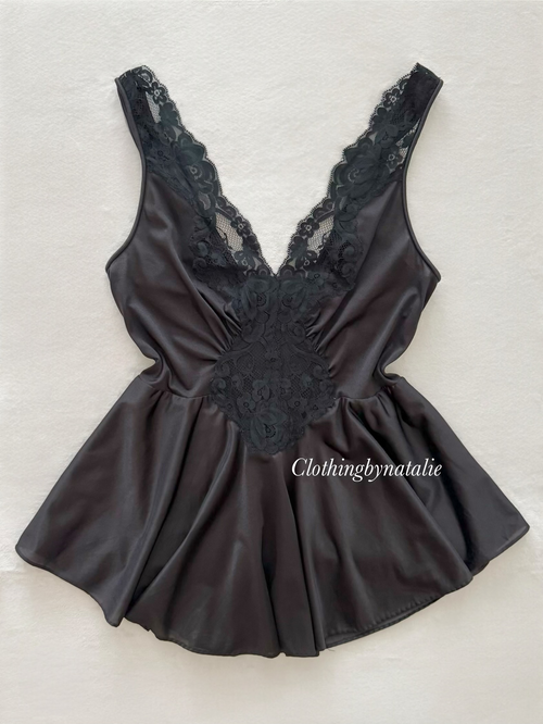 Vintage Black Nylon Mini Dress size M