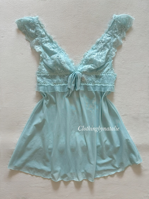 Suzanne Vega Blue Mesh Mini Dress size S