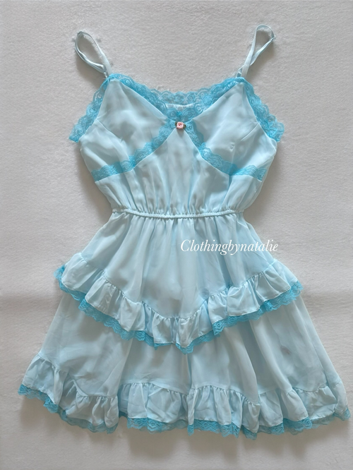 Butterfly Blue Chiffon Babydoll size S