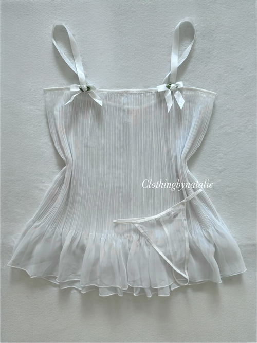 Papillon Pleated White Chiffon Babydoll size S/M