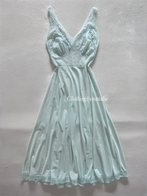 Vintage Luxite Blue Maxi Nightgown size S