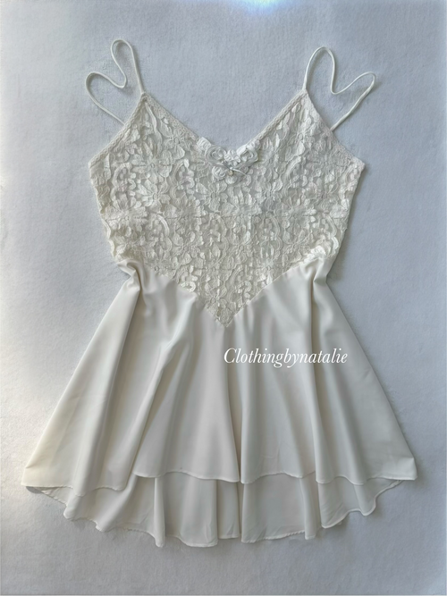 Val Mode White Lace Babydoll size M