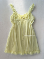Vintage Yellow Nylon Nightgown size M