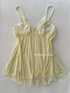 Romantic Yellow Sheer Mesh Nightgown size S/small M