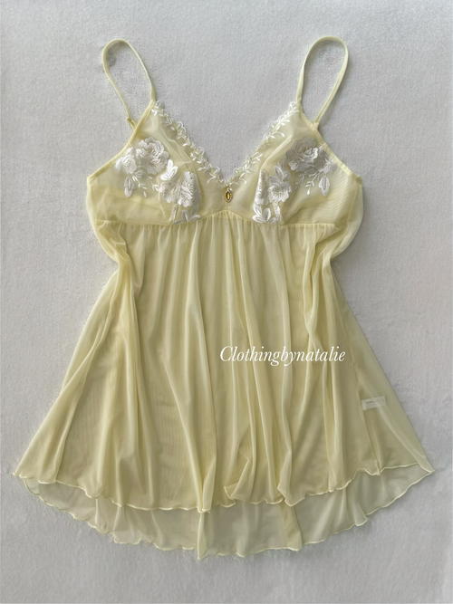 Romantic Yellow Sheer Mesh Nightgown size S/small M