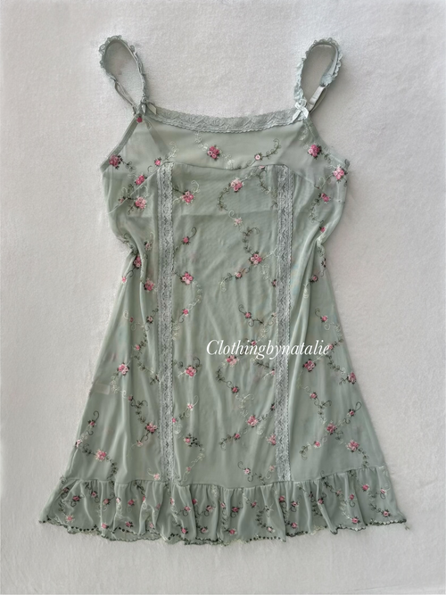 Embroidery Green Mesh Slip size S
