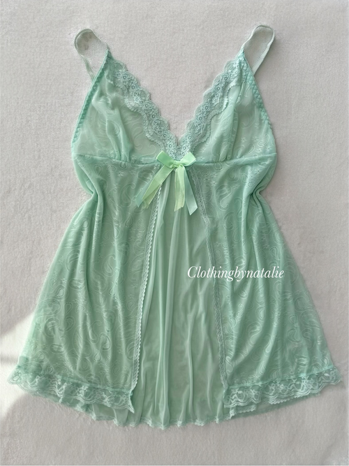 Green Sheer Mesh Babydoll size M