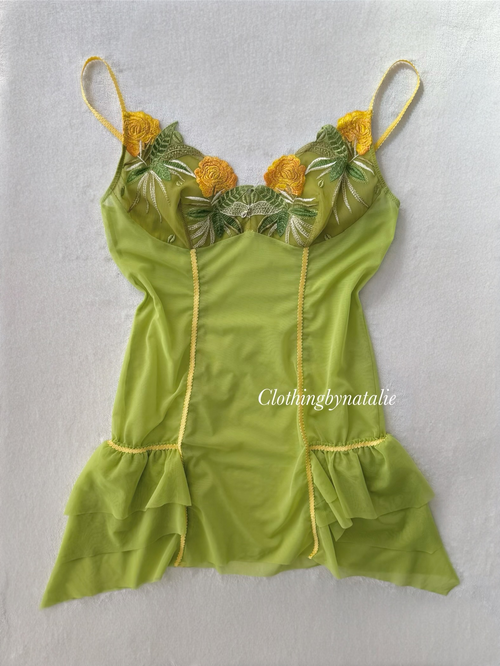 Fairy Green Sheer Mesh Mini Dress size S