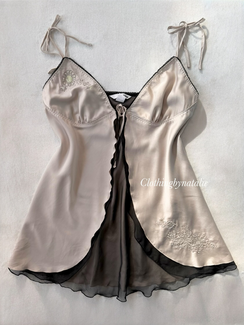 Whimsical Grey Satin Babydoll size M