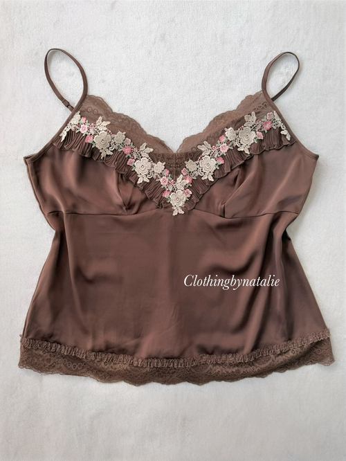 Brown Stretchy Satin Cami size L