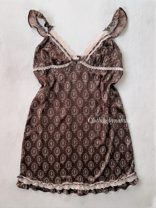 Coquette Brown Satin Dress size M