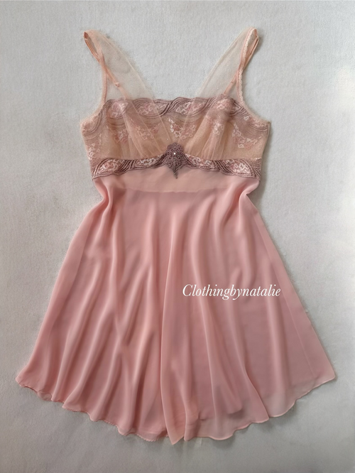 Romantic Pink Chiffon Babydoll size S