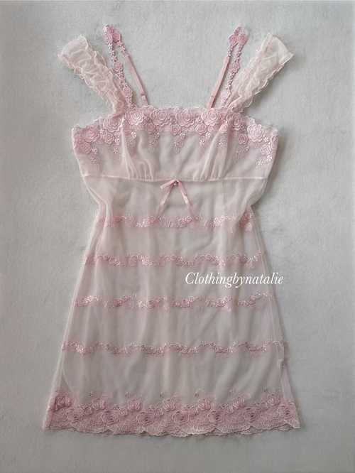 Romantic Sheer Rose Slip size M