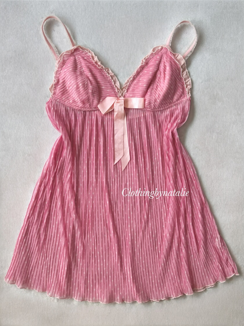 Pink Poka Dot Mesh Slip Size M
