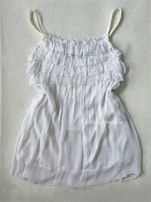 White Tiered Chiffon Dress size S