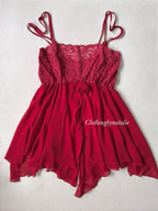 Romantic Red Chiffon Lace Babydoll size S