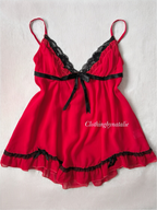 Whimsical Red Chiffon Babydoll size S