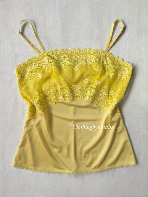 Yellow Nylon Lace Cami Size S
